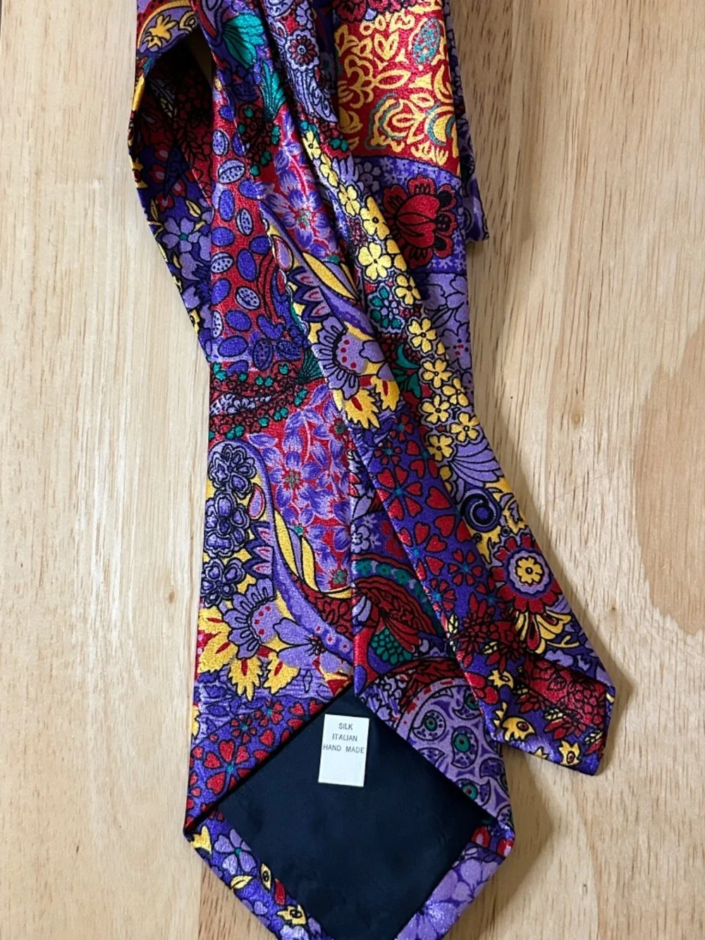 🤩STUNNING🤩 Handmade Italian Silk Tie Purple Multicolor Floral Paisley